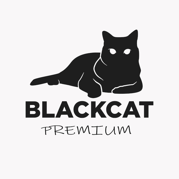 Silhouette black cat logo design company