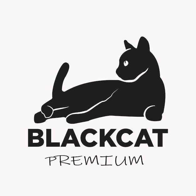 Silhouette black cat logo design company