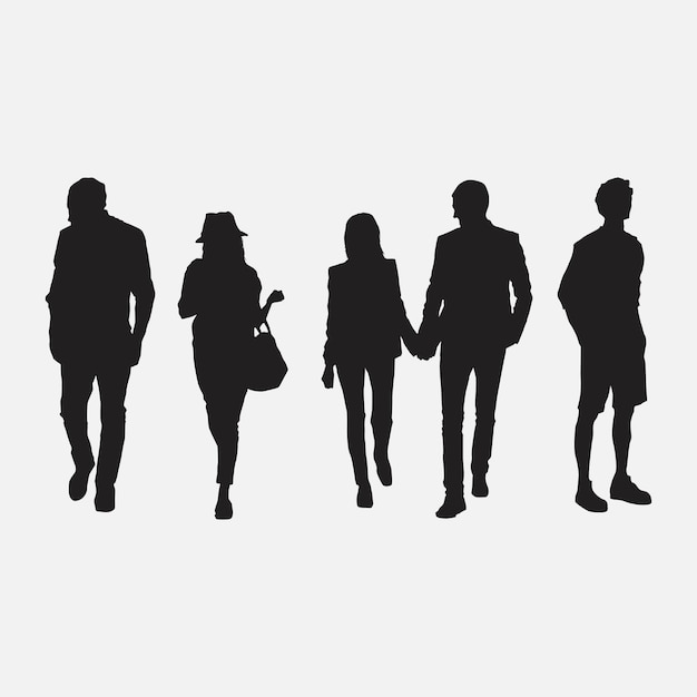 Silhouette black colour people on white background