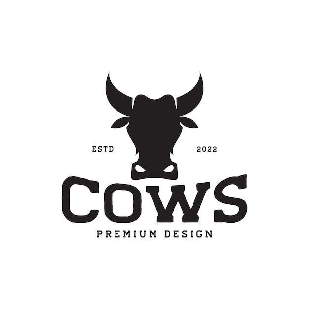 Silhouette black cow head logo design vector graphic symbol icon illustration creative idea