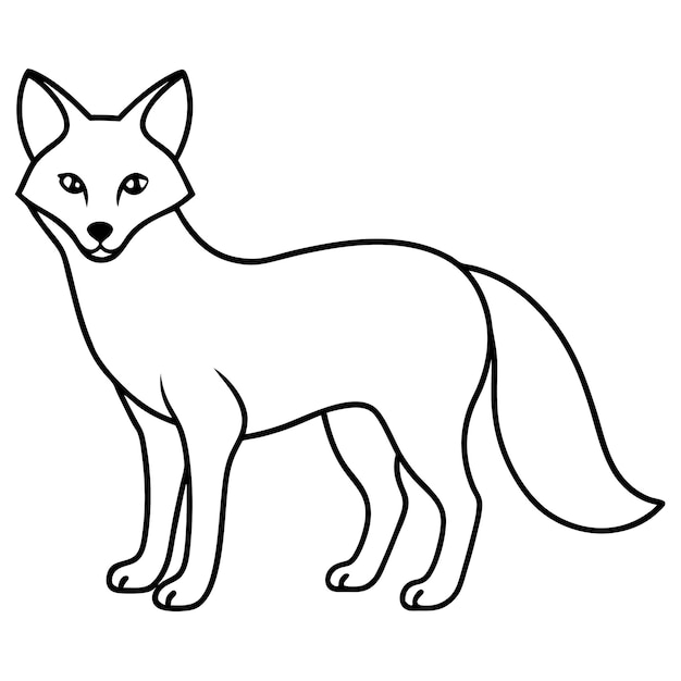 Silhouette Black Fox Line Art Vector Illustration