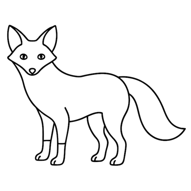 Vector silhouette black fox line art vector illustration