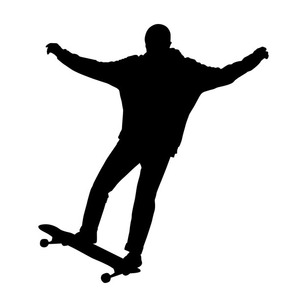 Vector silhouette of black man skateboard vector design