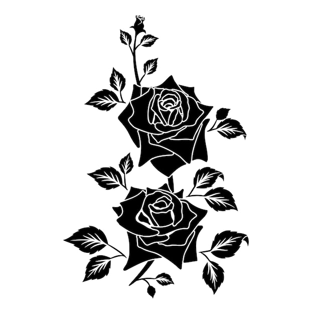 Silhouette black motif rose