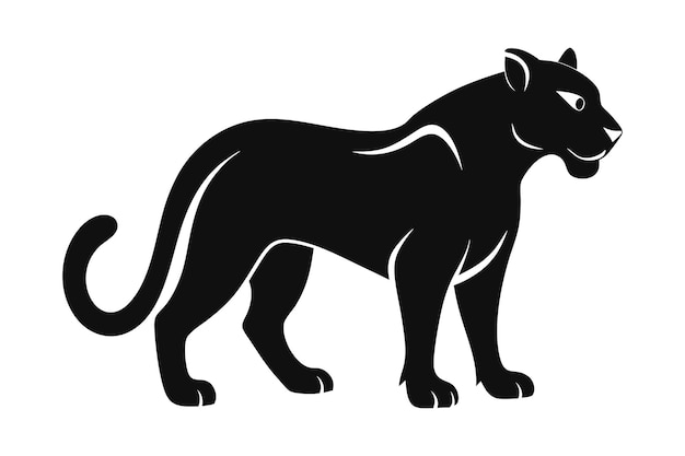 Vector a silhouette of a black panther cougar on white background