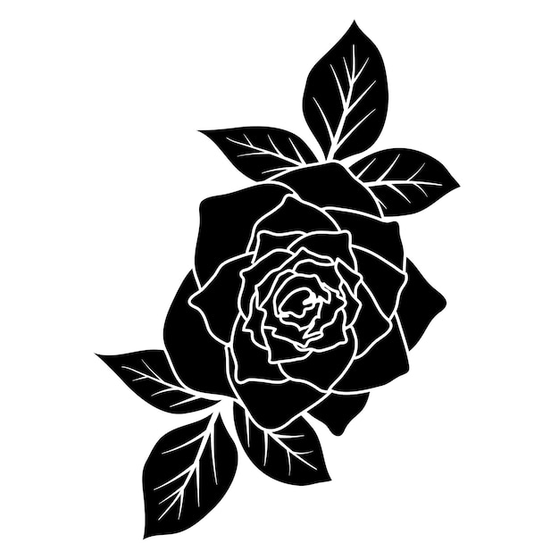 Silhouette black rose flower decoration vector illustration background