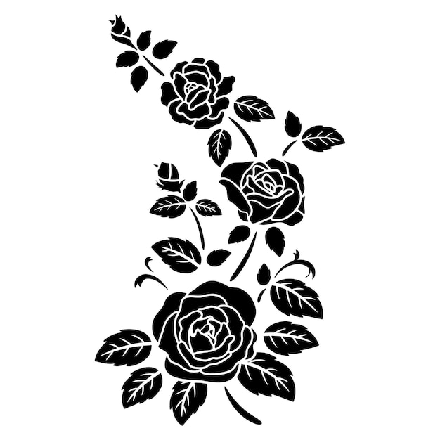 Silhouette black rose flower decoration vector illustration background