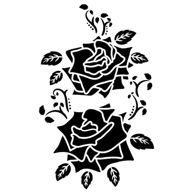 Silhouette black rose flower decoration