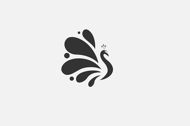 Silhouette of black white peacock vector illustration usable for logo design related to poultry nature farmer animalbird