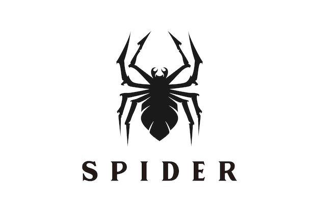 Silhouette Black Widow Spider Insect Arthropod Emblem Sport logo design
