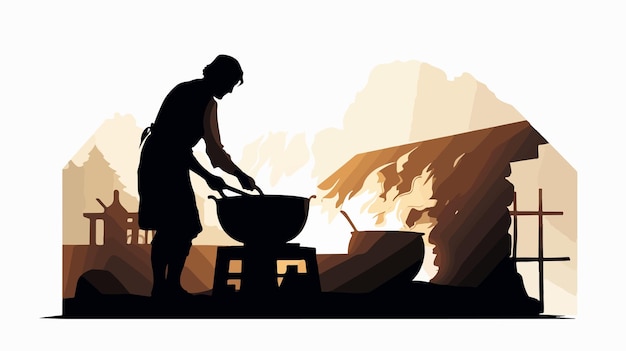 Vector silhouette of blacksmith vector cartoon illustration