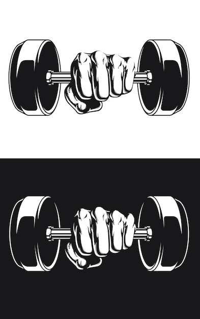 Silhouette Bodybuilder Fitness Hand Weight Dumbbells