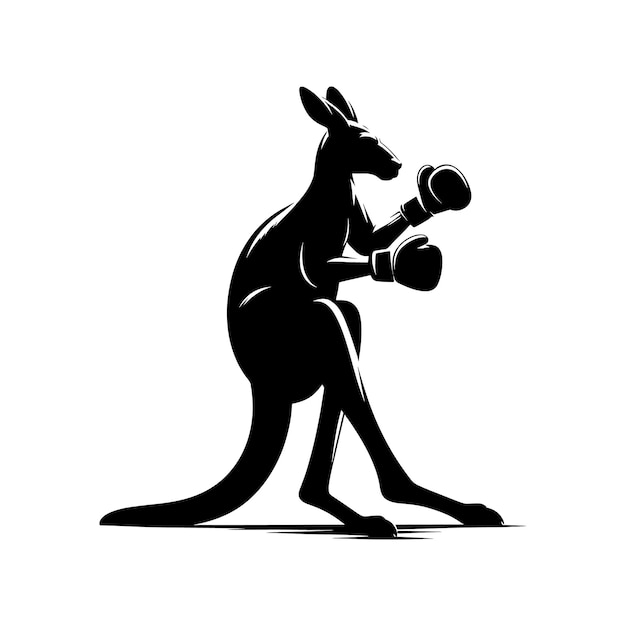 Vector silhouette boxing kangaroo vector illustration