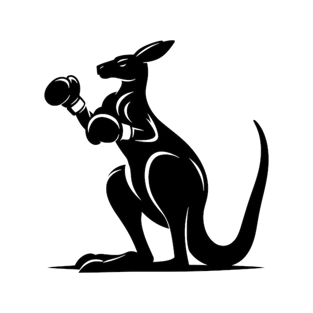 Silhouette boxing kangaroo vector illustration