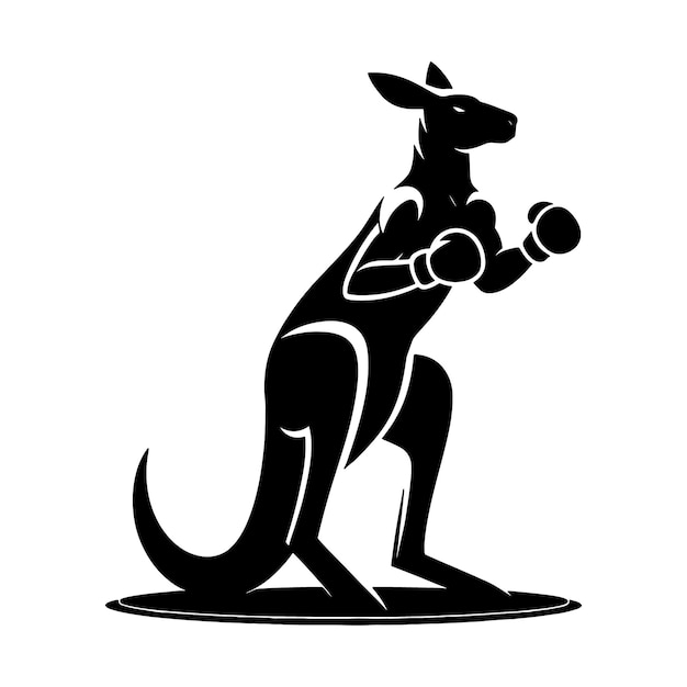 Silhouette boxing kangaroo vector illustration