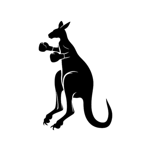 Silhouette boxing kangaroo vector illustration