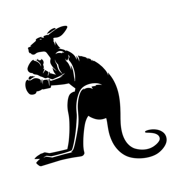 Silhouette boxing kangaroo vector illustration