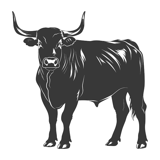 Silhouette bull animal black color only