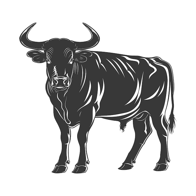 Silhouette bull animal black color only