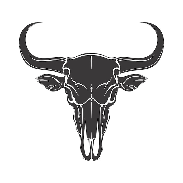 Silhouette bull head skull black color only full