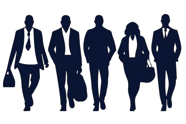 Vector silhouette business people in various poses collection