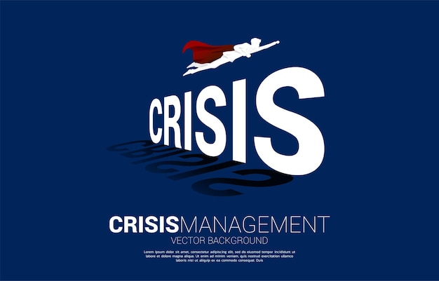 Silhouette businessman fly across Crisis Background concept for crisis management and challenge in business