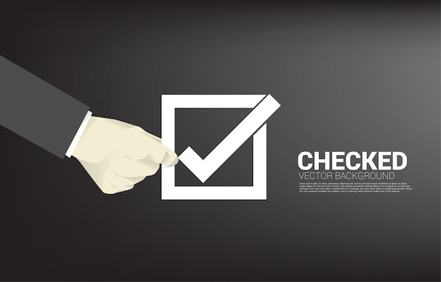 Silhouette businessman hold check box.