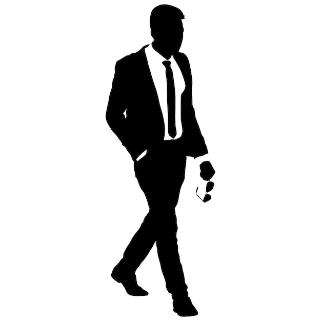 Silhouette businessman man in suit with tie on a white background Vector illustration