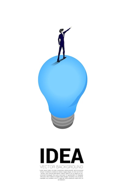 Silhouette of businessman standing and point on light bulb Business Concept of creative idea and solution