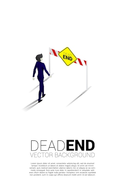 Silhouette businessman walking to dead end signage Concept of wrong decision in business or end of career path