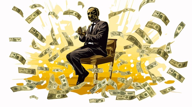 Silhouette of Businessman with Golden Parachute