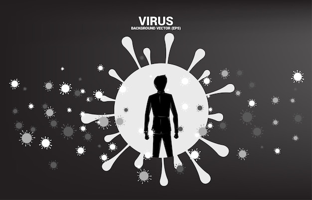 Silhouette of businessman with particle of virus outbreak background Concept for economic crisis from virus outbreak