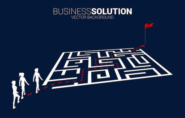 Silhouette of businessman with route path to exit the maze Business concept for problem