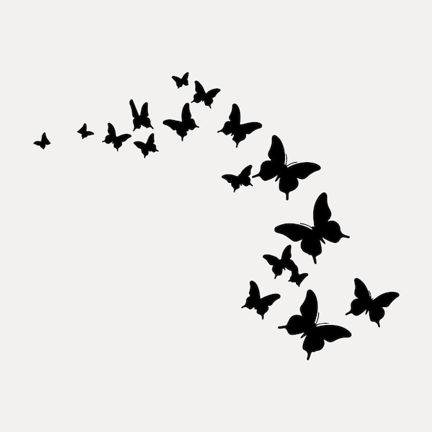 Silhouette butterflies flying gracefully