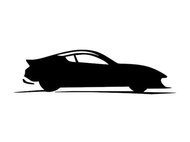 Vector silhouette of a car racing vector drawing on a black background smooth lines minimalism vector