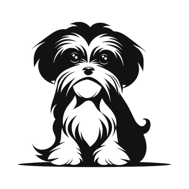 Silhouette character shih tzu dog cute logo