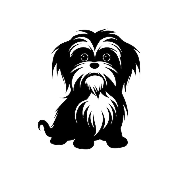 Silhouette character shih tzu dog cute logo