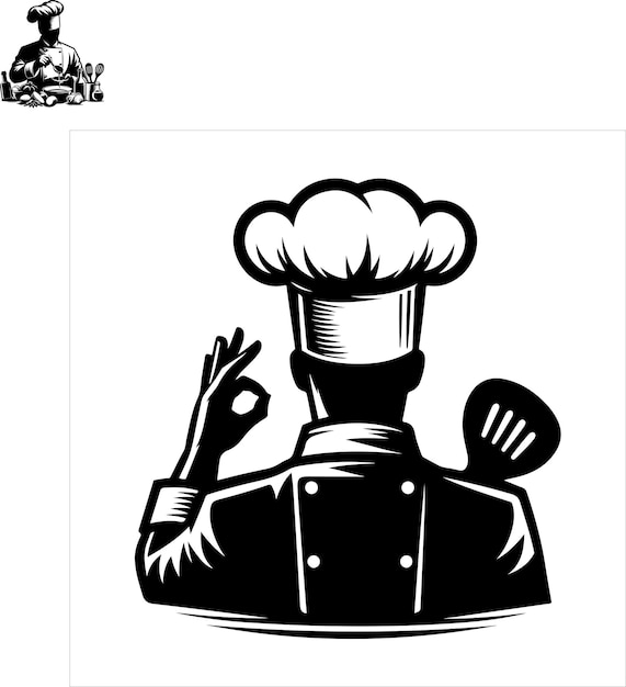 Silhouette of Chef logo vector Chef hat logo with silhouette Vector