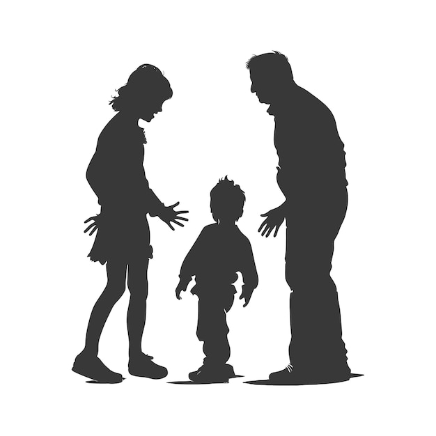 Silhouette Child abuse Parents scold children boy black color only