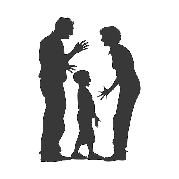 Silhouette Child abuse Parents scold children boy black color only