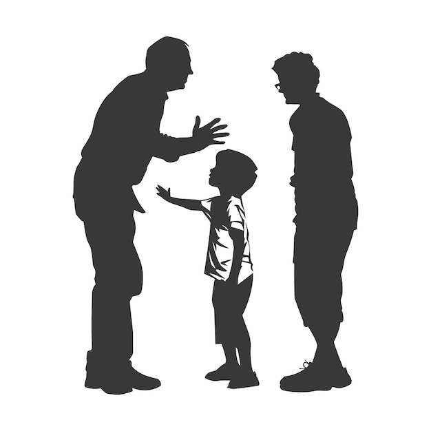 Silhouette Child abuse Parents scold children boy black color only