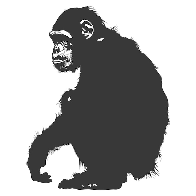 Silhouette Chimpanzee animal black color only