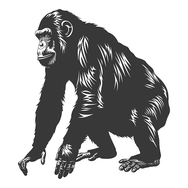 Silhouette Chimpanzee animal black color only