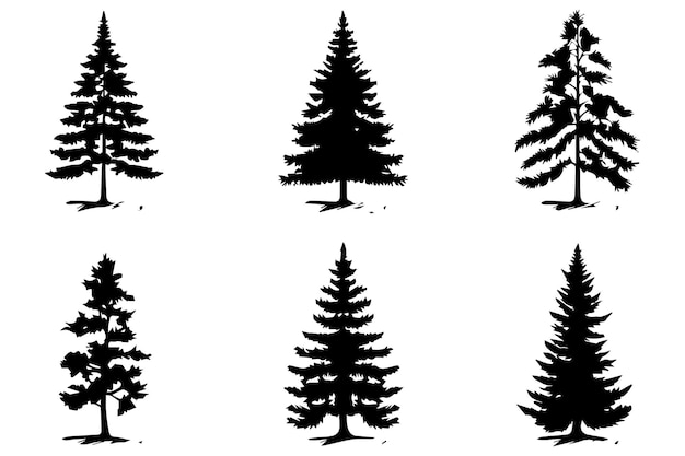 silhouette Christmas tree Vector illustration Bundle