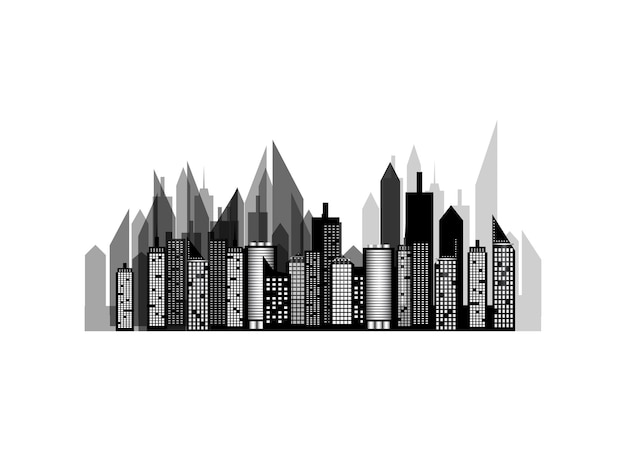 The silhouette of the city in a flat style. Urban cityscape. Vector illustration.