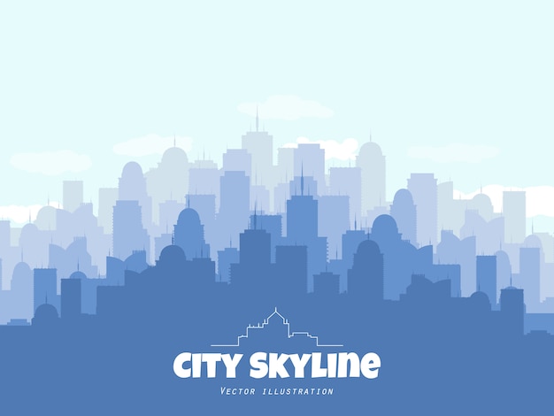 Silhouette of city skyline.