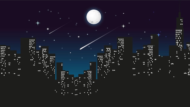 Vector silhouette cityscape at night scape