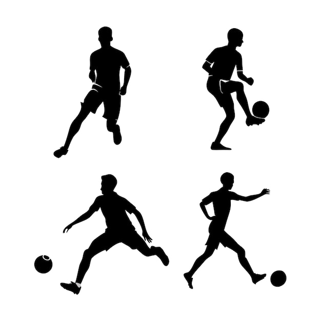 Vector silhouette collection of soccer players isolated on white background 5