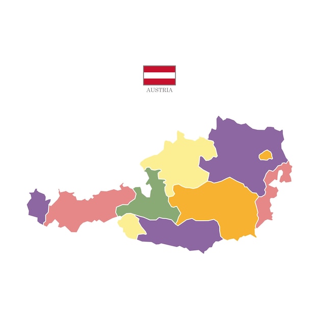 Silhouette and colored Austria map