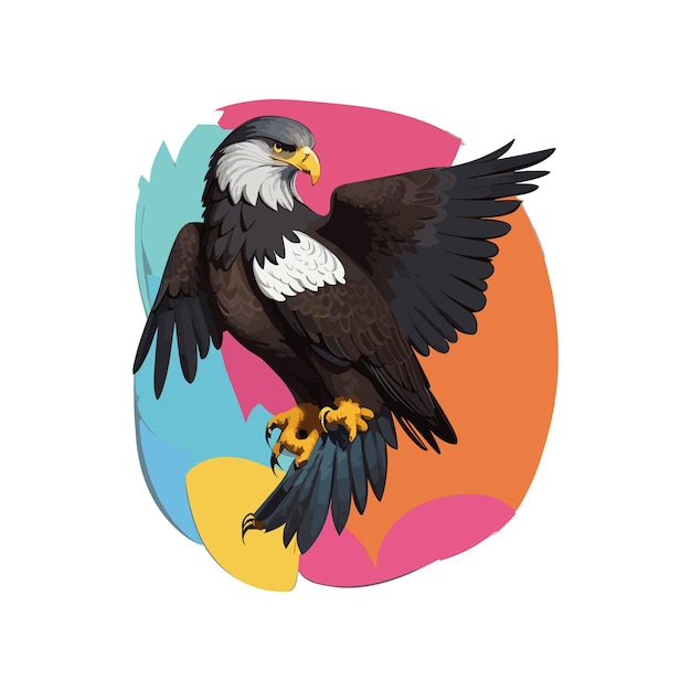 A silhouette colorful design of an eagle portrait from a splash of watercolor t shirt design